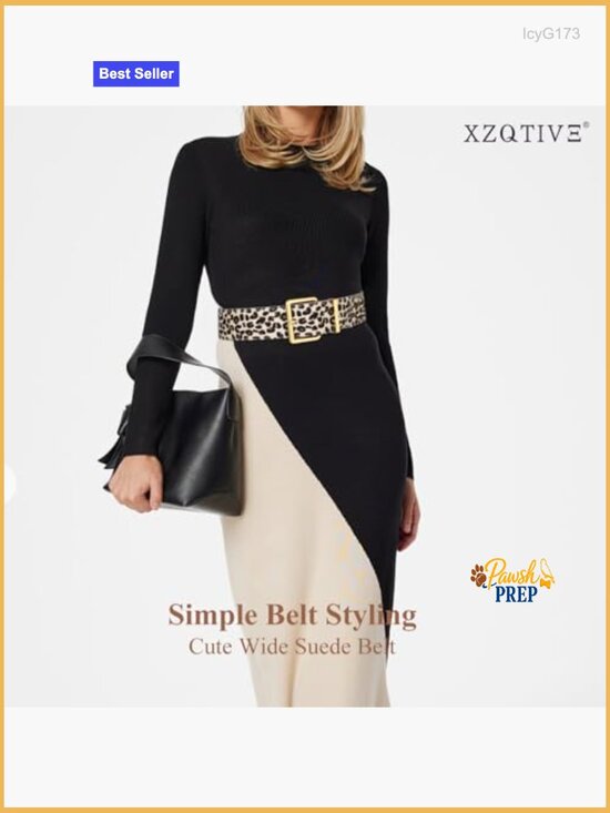 Wide Chunky Suede Belt with Gold Buckle for Dresses